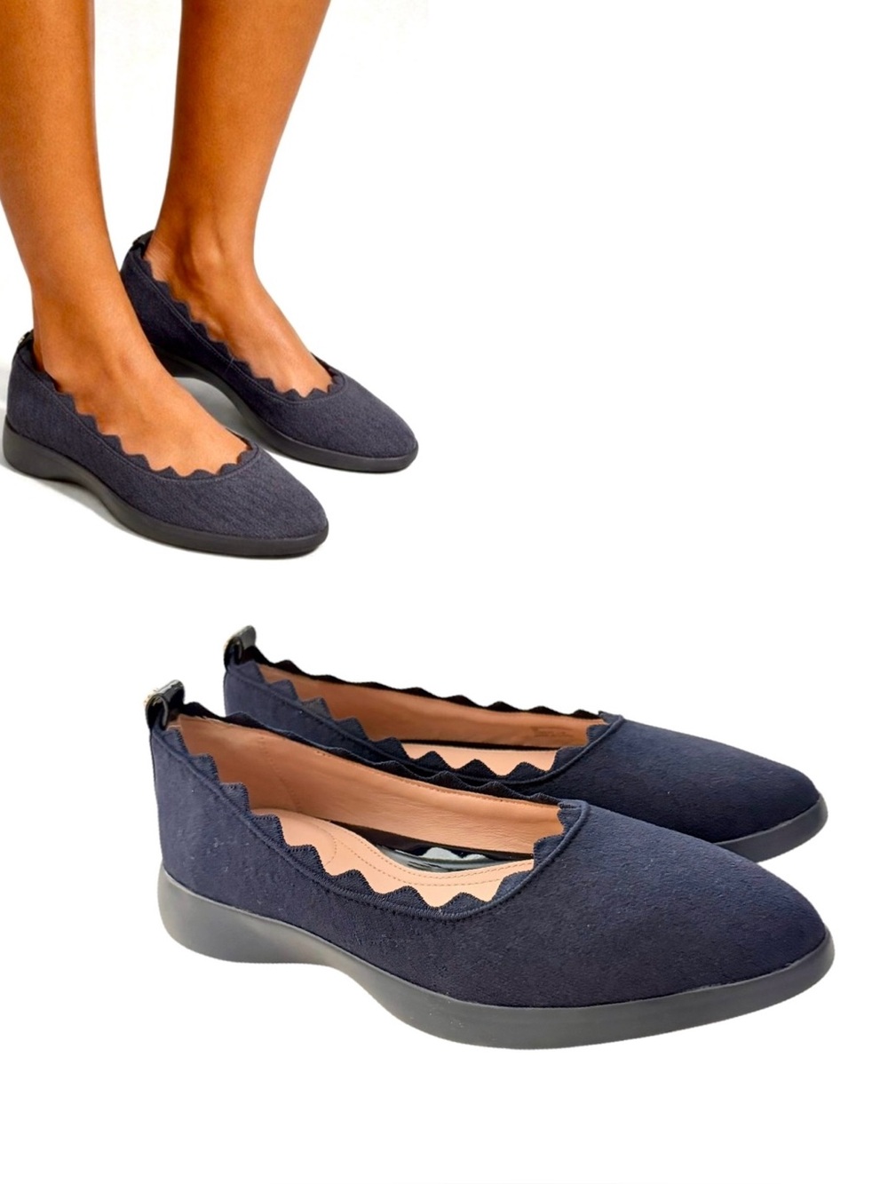 Taryn Rose Dasha Black Knit Slip-On Ballet Flats Size 9 Comfy Business Casual